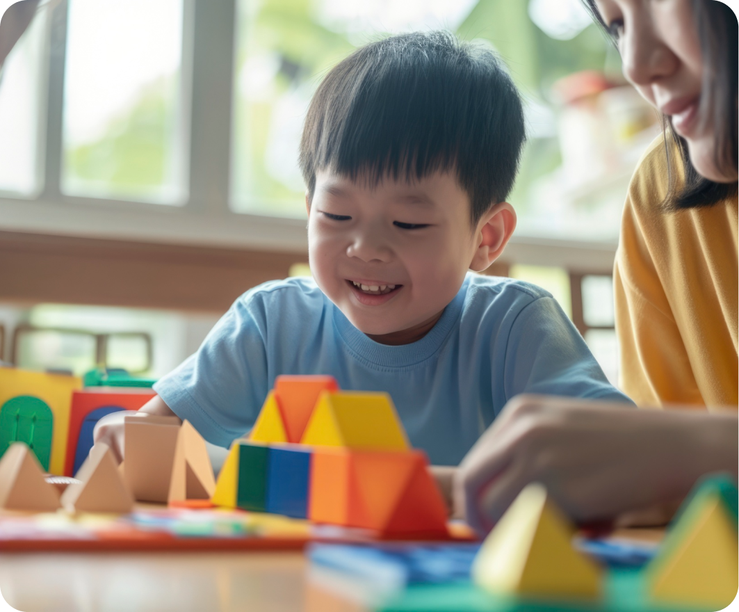 A child learning with a facilitator